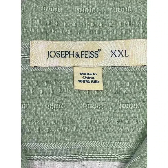 Joseph & Feiss Men's Green 100% Silk Hawiian Camp Shirt SIZE-XXL - Picture 2 of 5